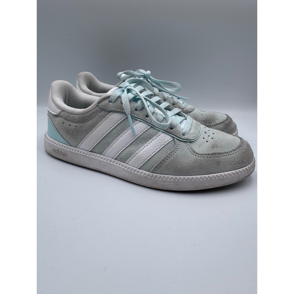 Adidas VL Court 2.0 Grey Light Blue Suede Sneakers KJ1944 Mens 6 Womens 7.5